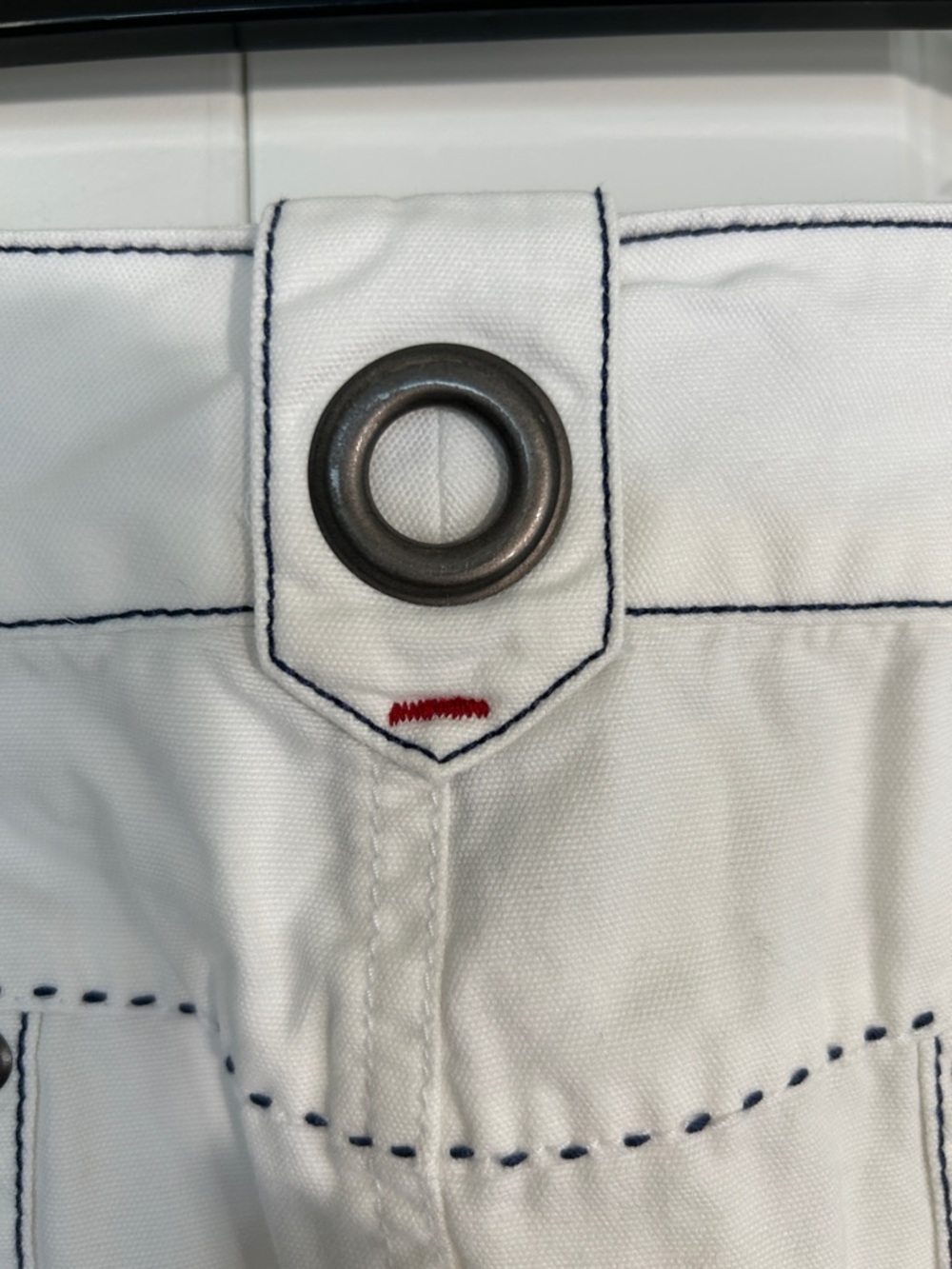 CAbi White A-Line Skirt with Navy Contrast Stitching - Picture 7 of 8